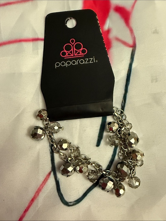 paparazzi Jewelry - Paparazzi Silver Sparkle Faceted Bead Charm Bracelet